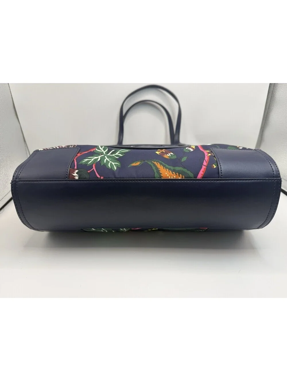 Tory Burch Ella Printed Mini Tote Navy NWT Hand Bag Purse Nylon